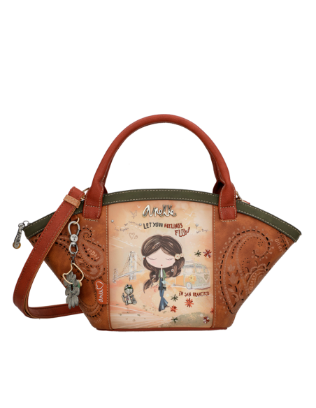 Bolso cesta Peace & Love Camel