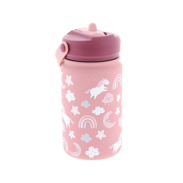 BOTELLA ACERO INFANTIL CON PAJITA  MAKE UP FANTASY