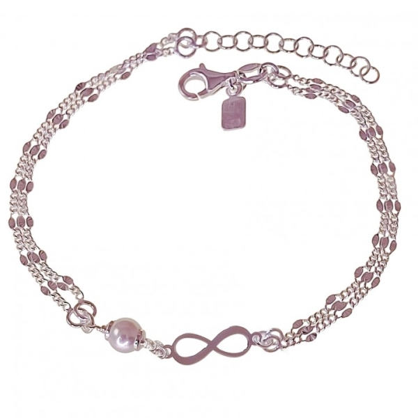 Pulsera doble cadena infinito perla